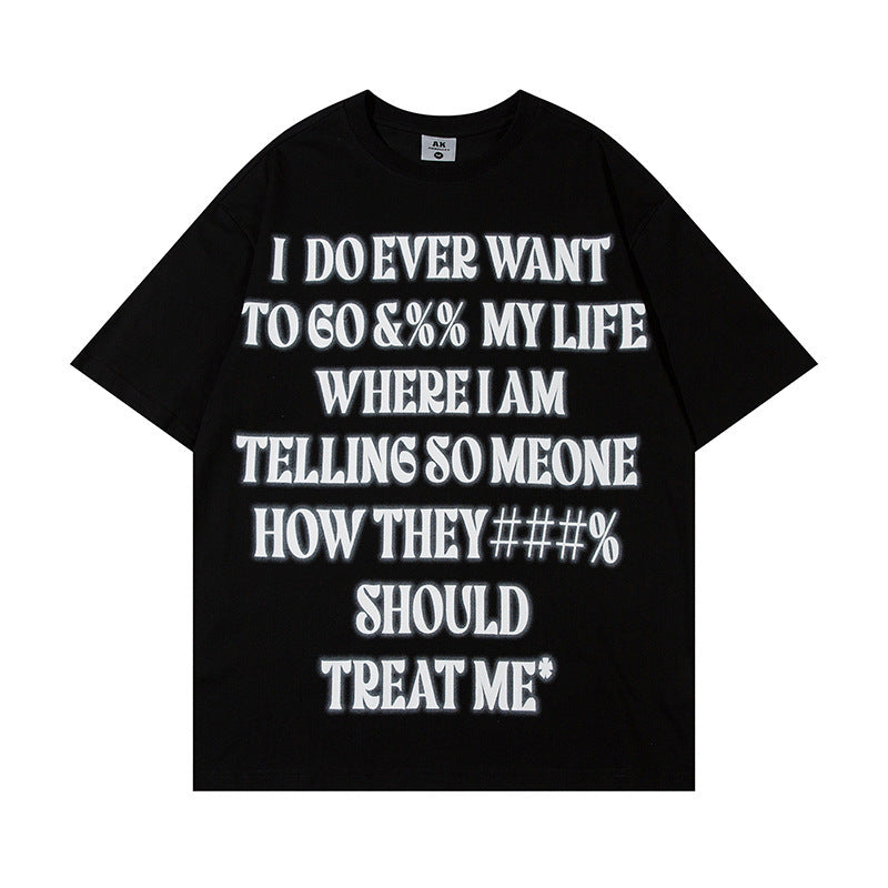 Printed Letter Cotton Short Sleeve Men