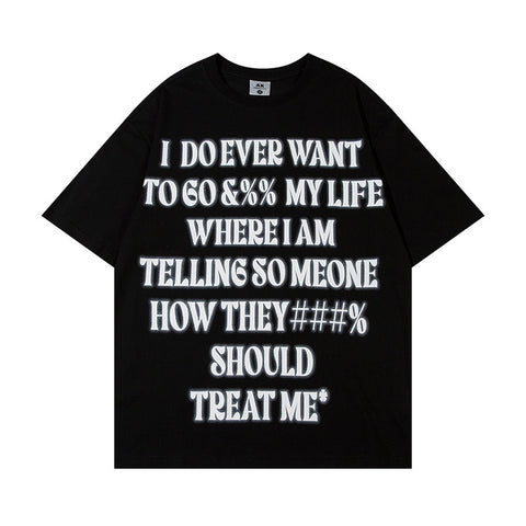 Printed Letter Cotton Short Sleeve Men