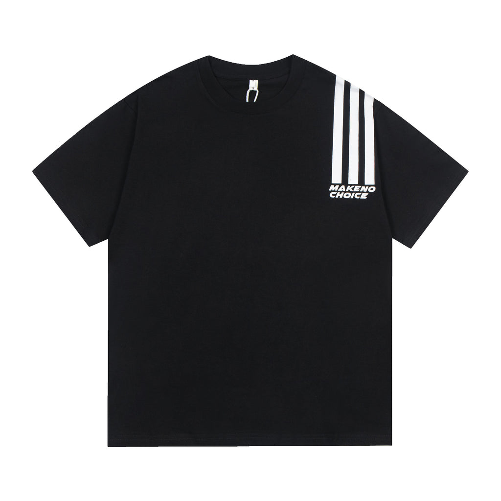 Three Bars Printed Striped Short Sleeve Men