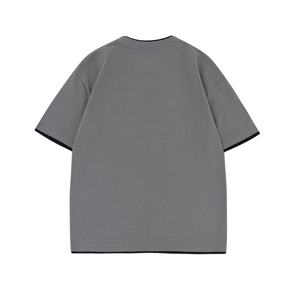 Fashion Colorblock Round Neck Short Sleeve Men