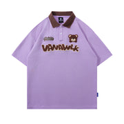 Bear Flocking Embroidery Loose Short Sleeve Men