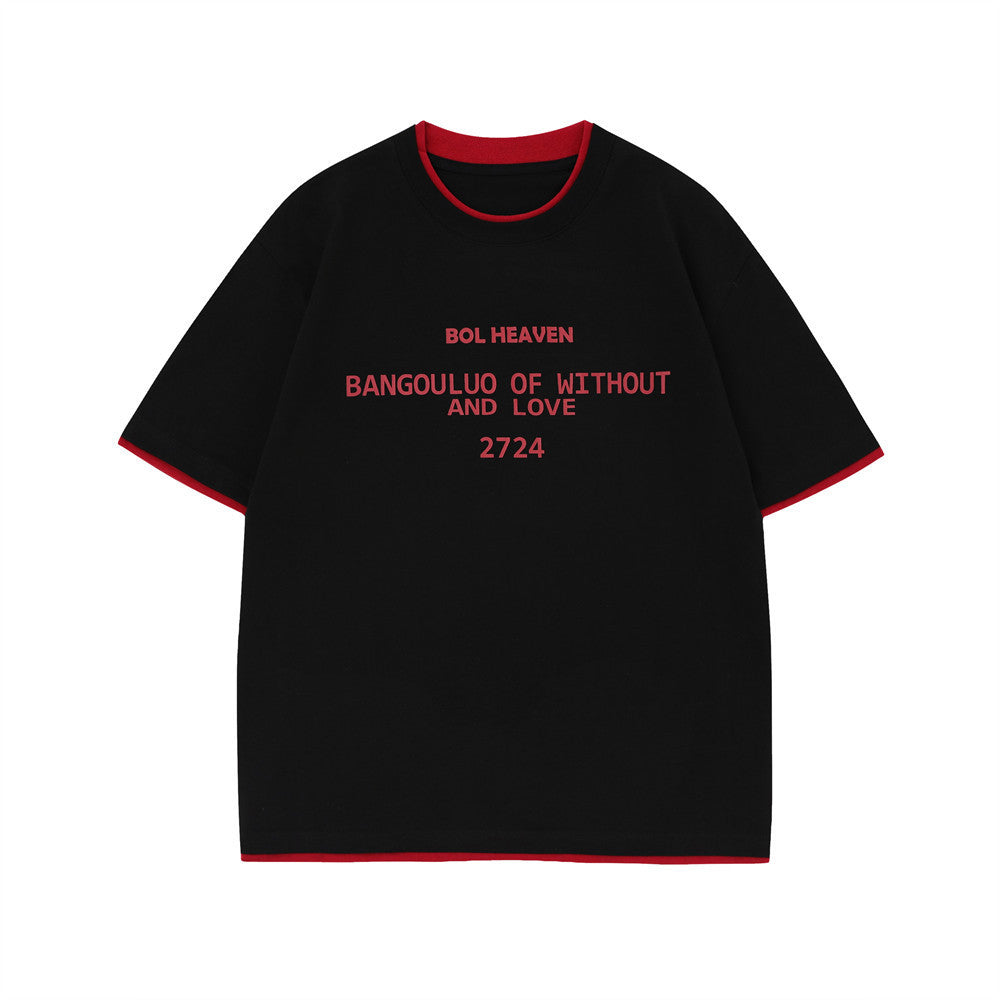 Fashion Colorblock Round Neck Short Sleeve Men