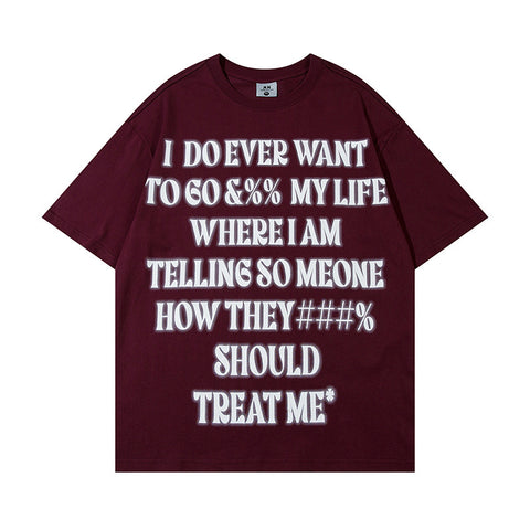 Printed Letter Cotton Short Sleeve Men