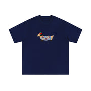 Sausage Puppy Embroidery Short Sleeve Men