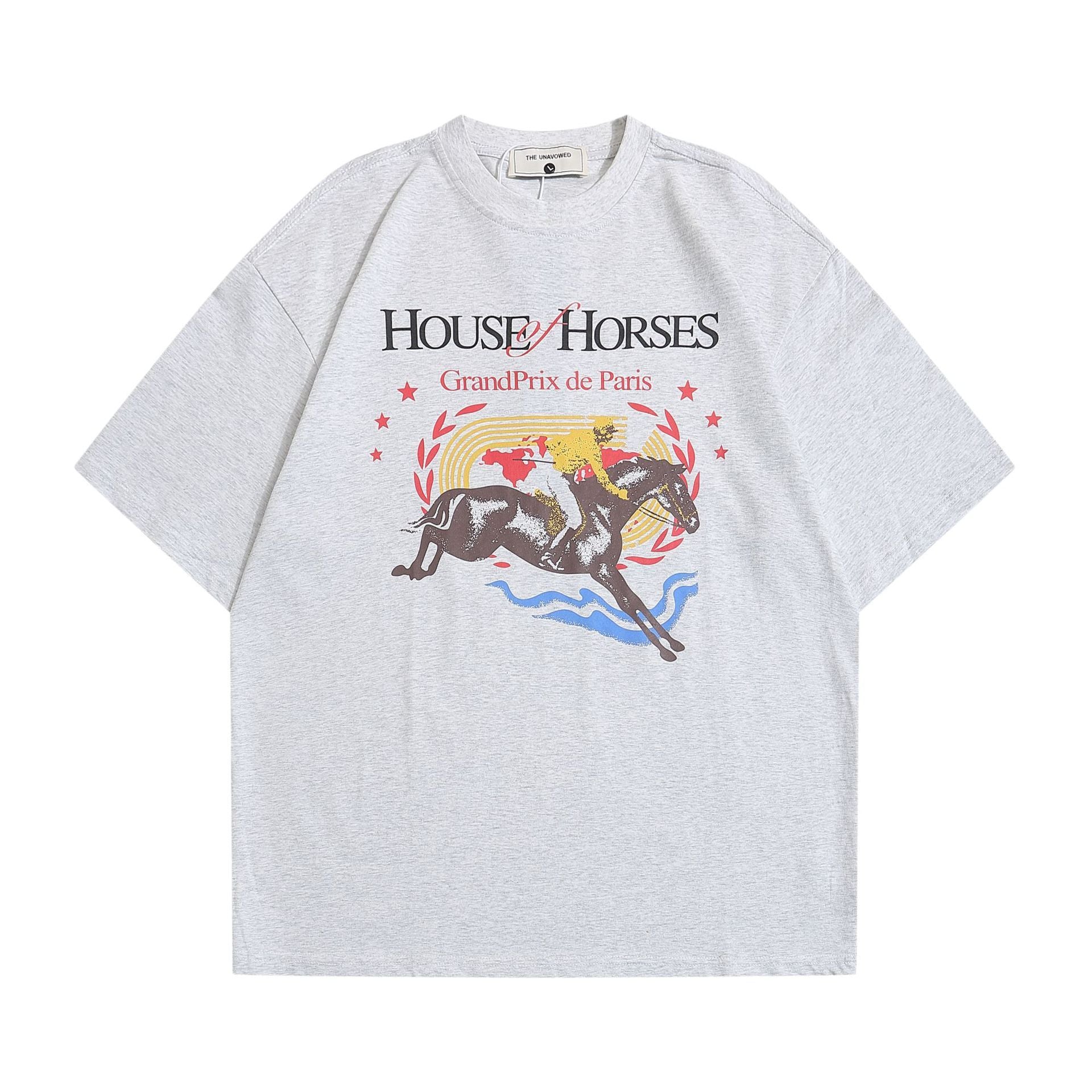 Horse Riding Printed Short Sleeve Casual Men