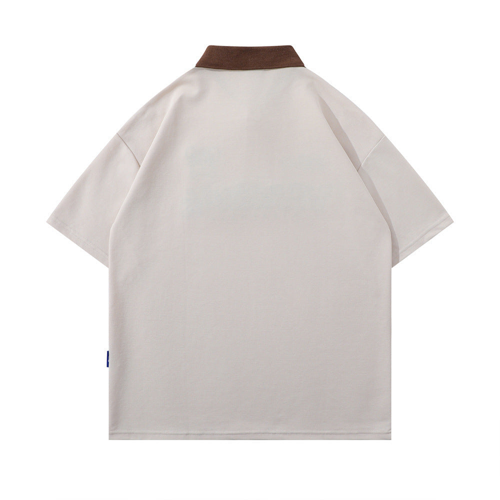 Bear Flocking Embroidery Loose Short Sleeve Men
