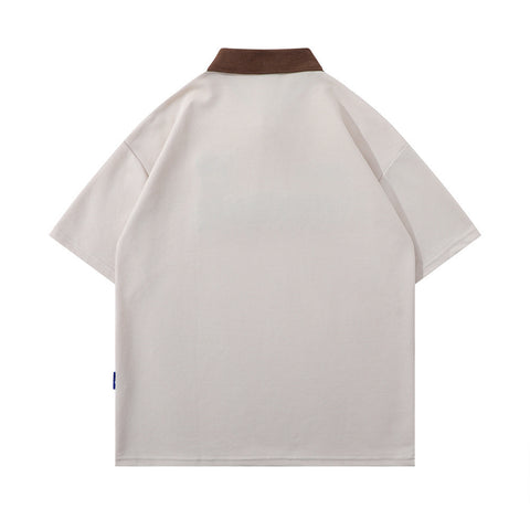 Bear Flocking Embroidery Loose Short Sleeve Men