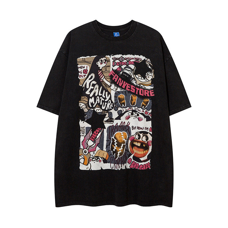 Fashion Cartoon Anime Loose Short Sleeve Men