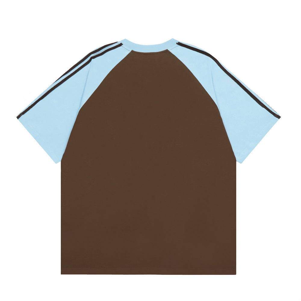 Stitching Contrast Color Raglan Short Sleeve Men