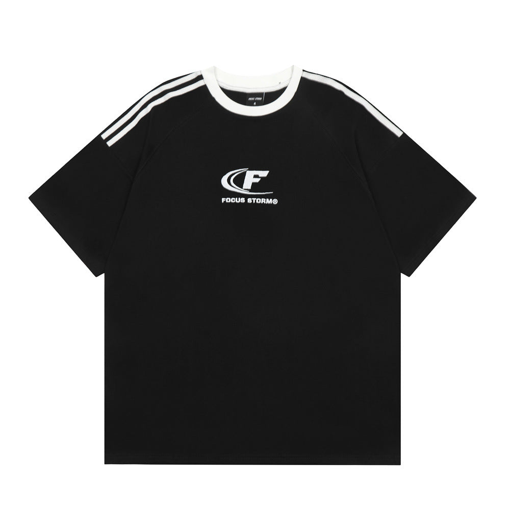 Letter Embroidery Short Sleeve American Men