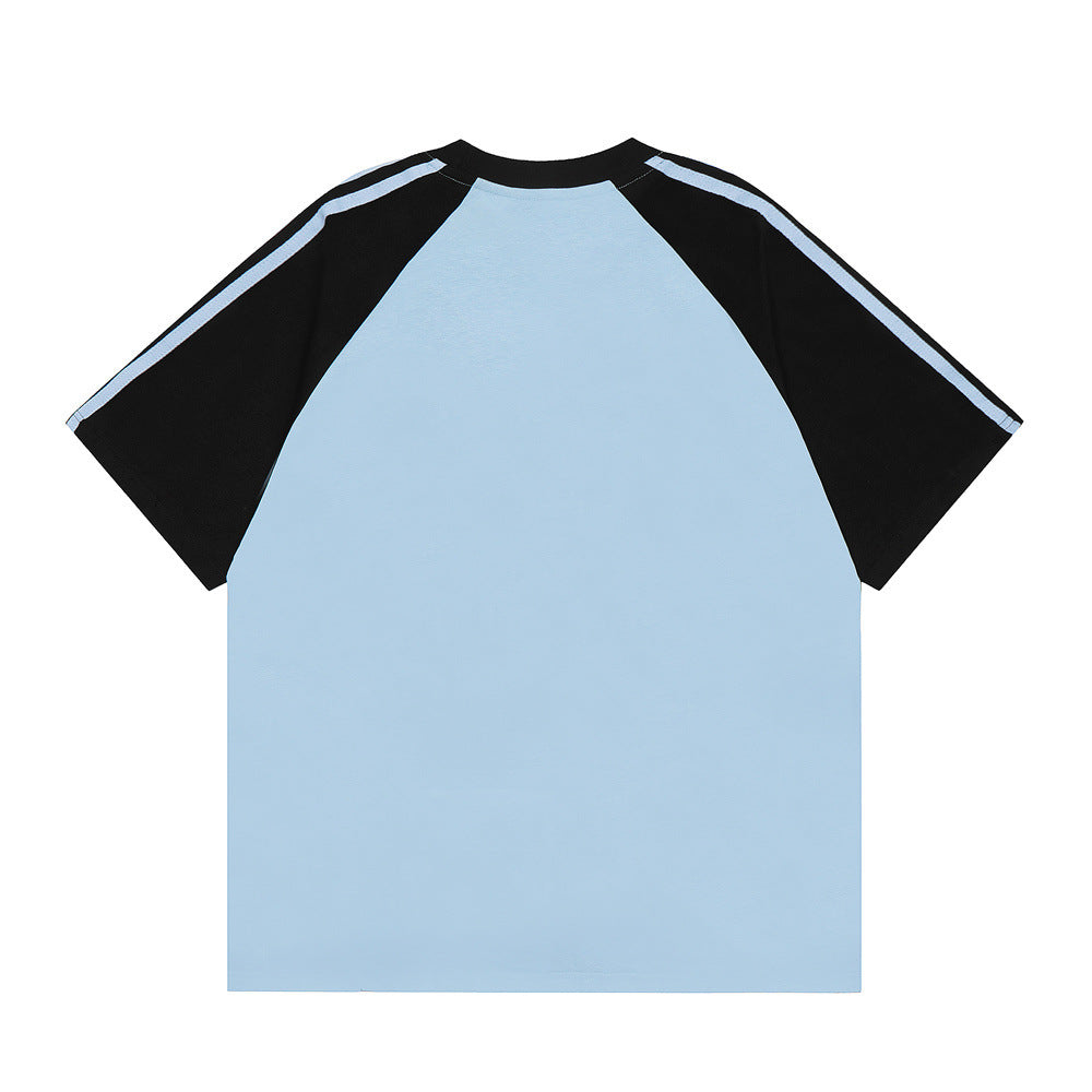Cartoon Kitten Flocking Embroidered Short Sleeve Men