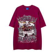 Cartoon Car Print Loose Short Sleeve Men