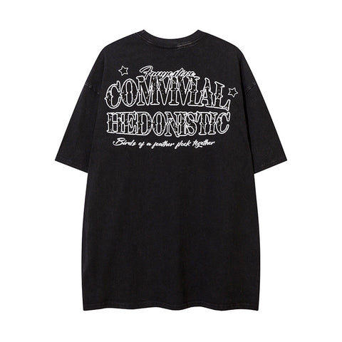 Cartoon Car Print Loose Short Sleeve Men