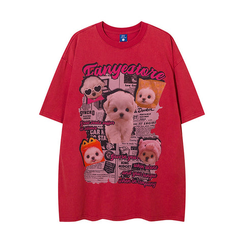 Animal Puppy Printed Short Sleeve Men