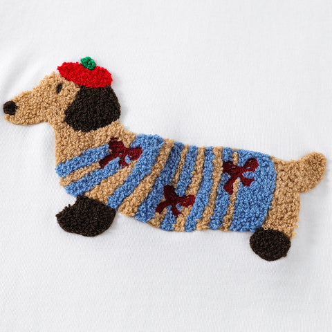 Sausage Puppy Embroidery Short Sleeve Men