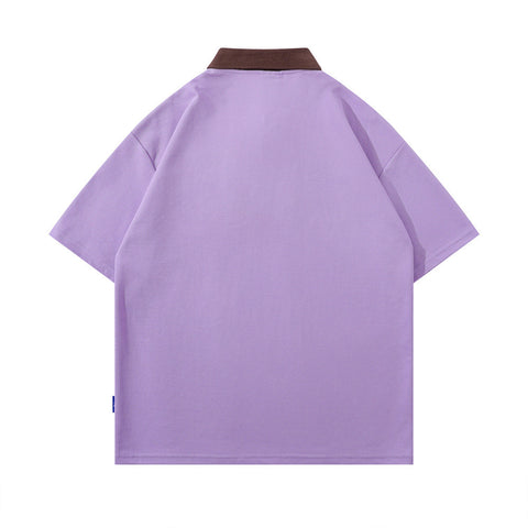 Bear Flocking Embroidery Loose Short Sleeve Men