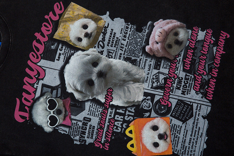 Animal Puppy Printed Short Sleeve Men