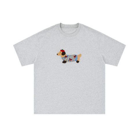 Sausage Puppy Embroidery Short Sleeve Men