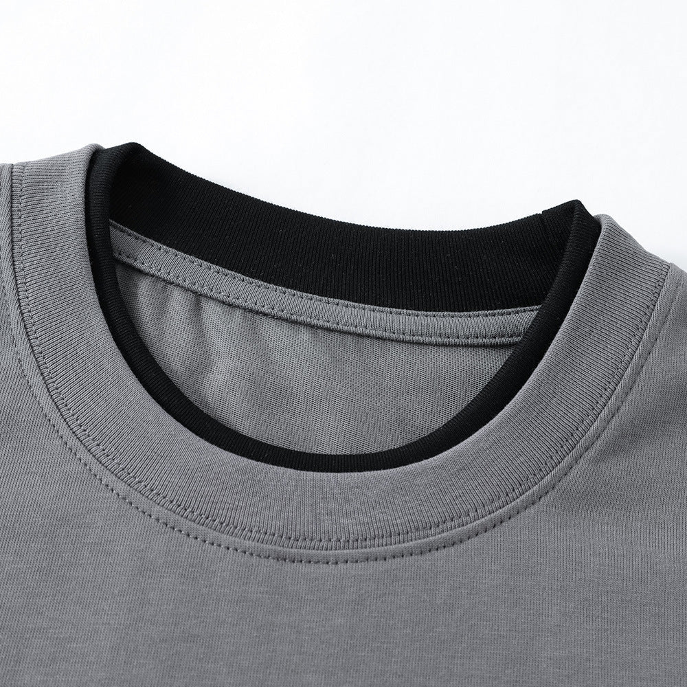 Fashion Colorblock Round Neck Short Sleeve Men