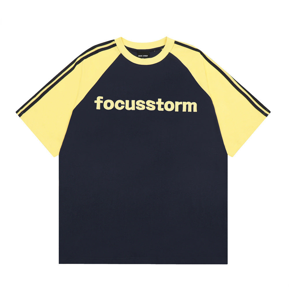 Stitching Contrast Color Raglan Short Sleeve Men