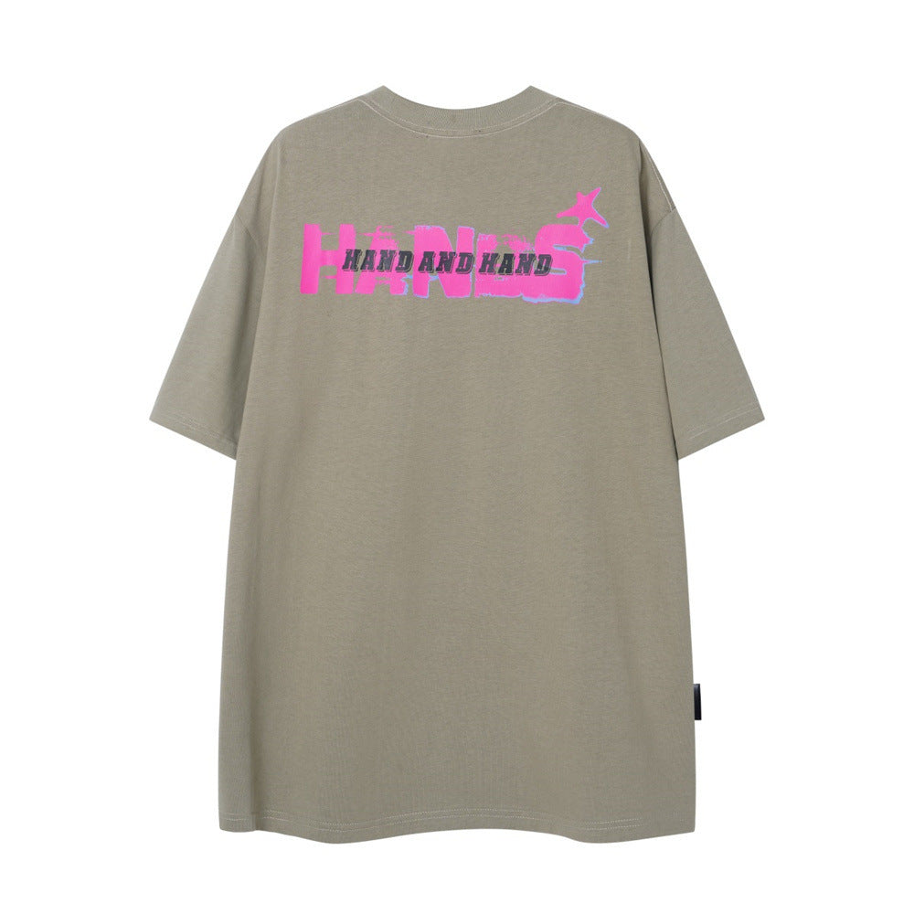 Hand Abstract Printing Short Sleeve Men