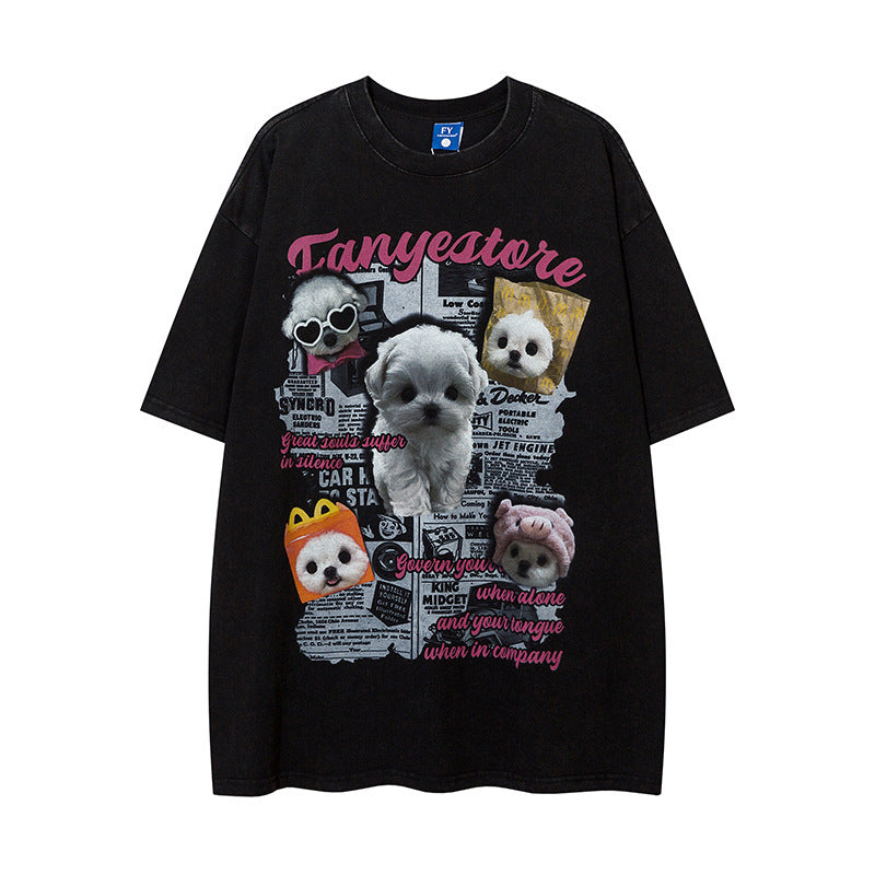 Animal Puppy Printed Short Sleeve Men