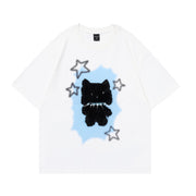 Kitten Paste Cloth Embroidery Short Sleeve Men