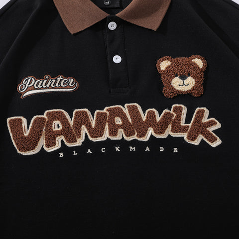 Bear Flocking Embroidery Loose Short Sleeve Men