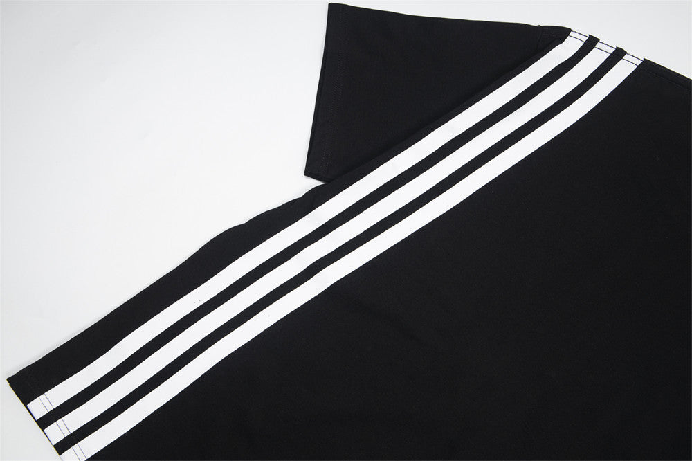 Three Bars Printed Striped Short Sleeve Men