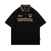 Bear Flocking Embroidery Loose Short Sleeve Men