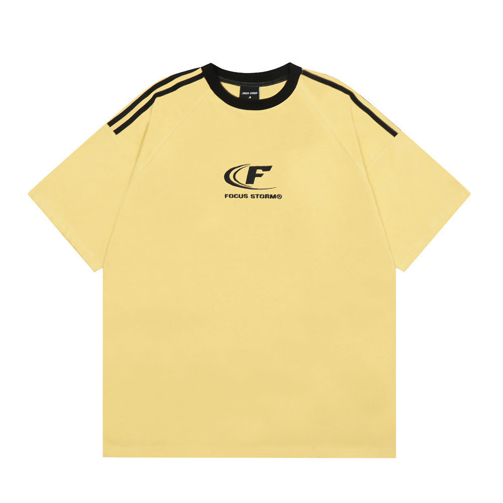 Letter Embroidery Short Sleeve American Men