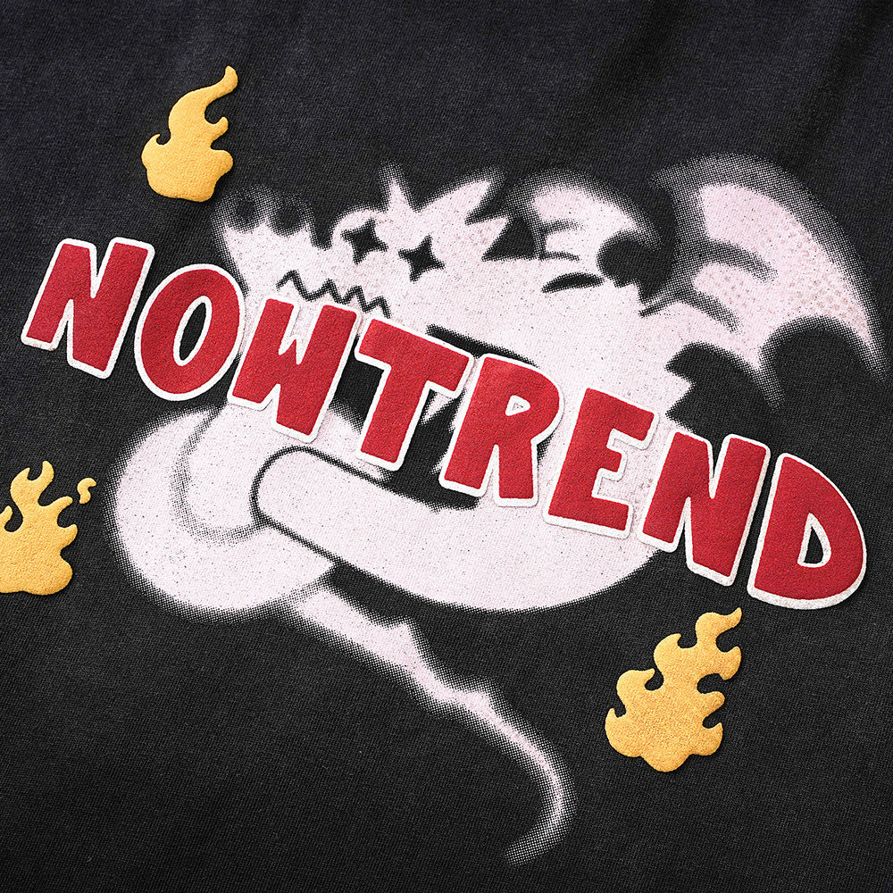 Fashion Cartoon Dragon Print Short Sleeve Men
