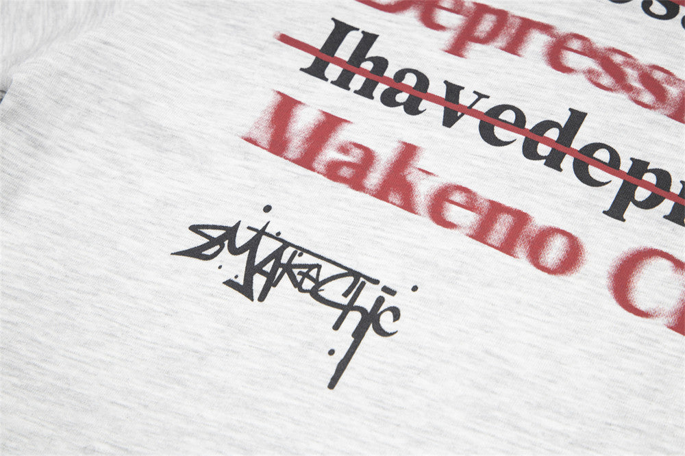American Printed Letter Short Sleeve Men