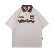 Bear Flocking Embroidery Loose Short Sleeve Men