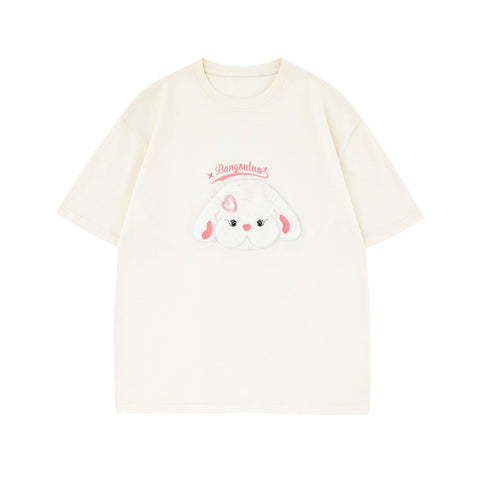 Puppy Flocking Embroidered Short Sleeve Men