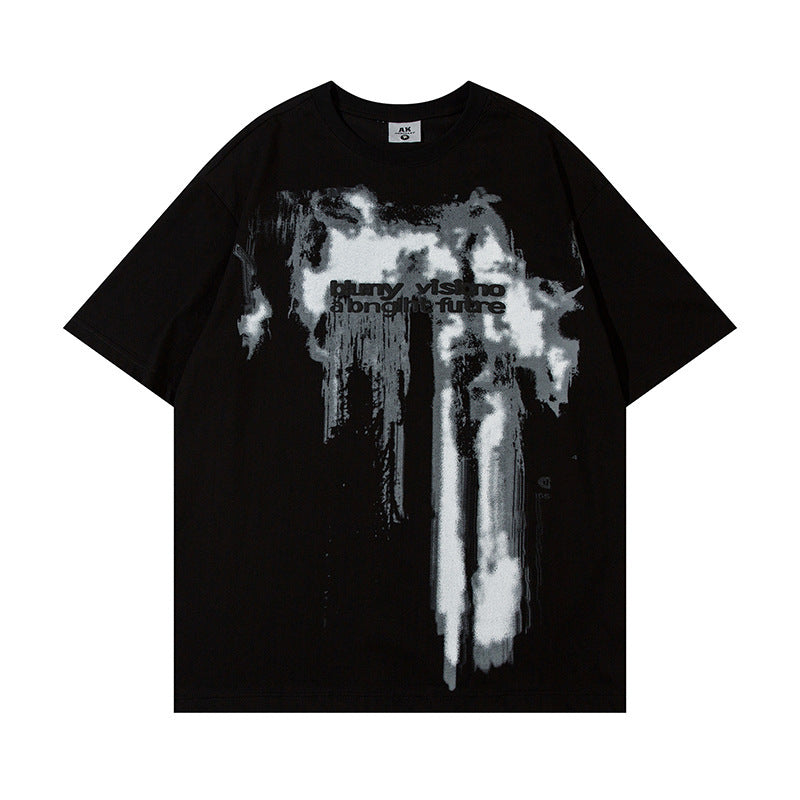 Fashion Splashed Ink Printing Short Sleeve Men