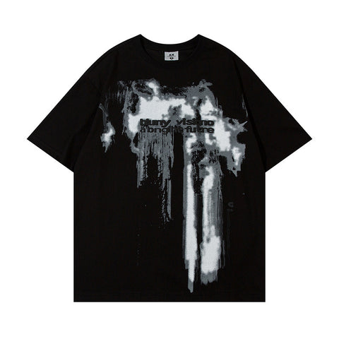 Fashion Splashed Ink Printing Short Sleeve Men