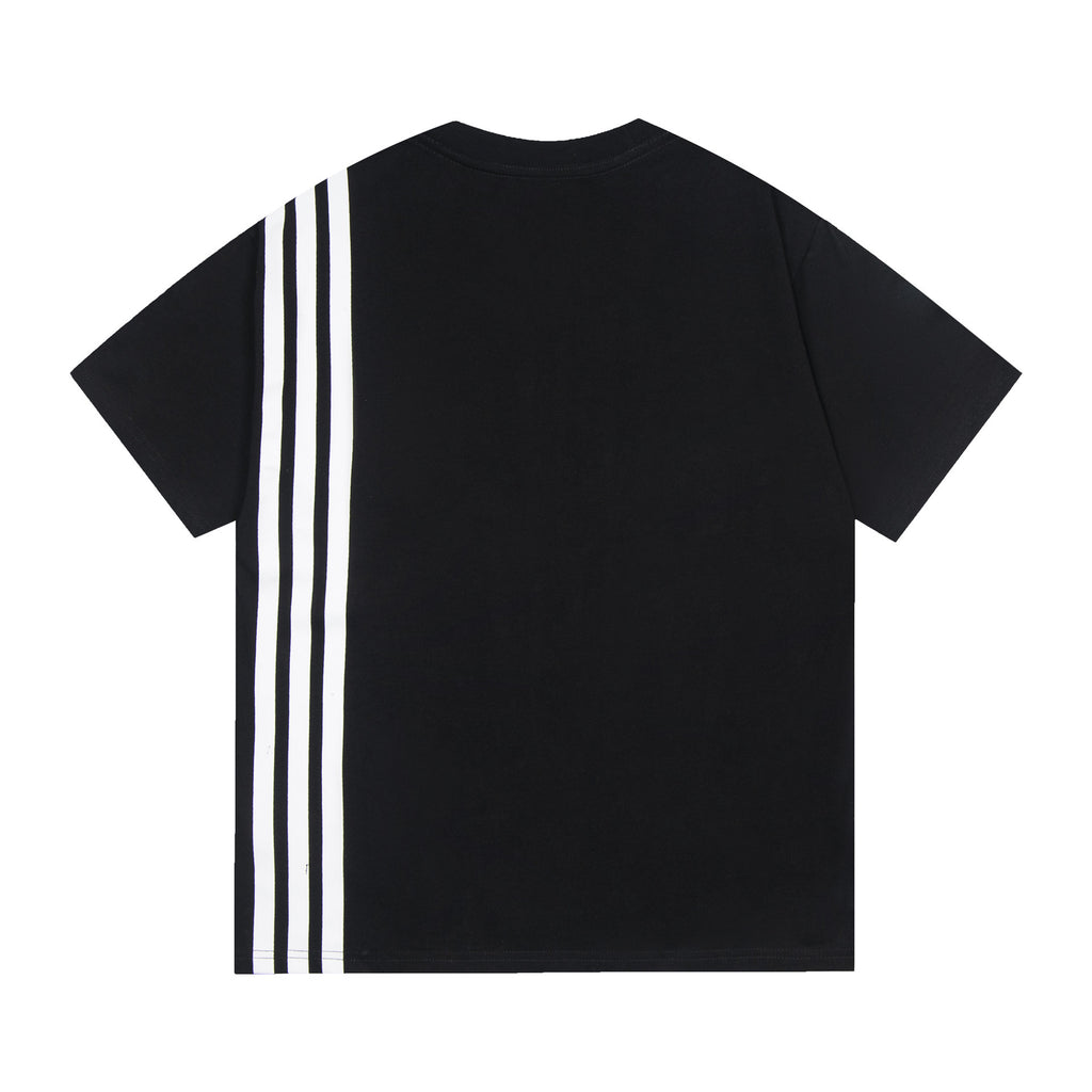 Three Bars Printed Striped Short Sleeve Men