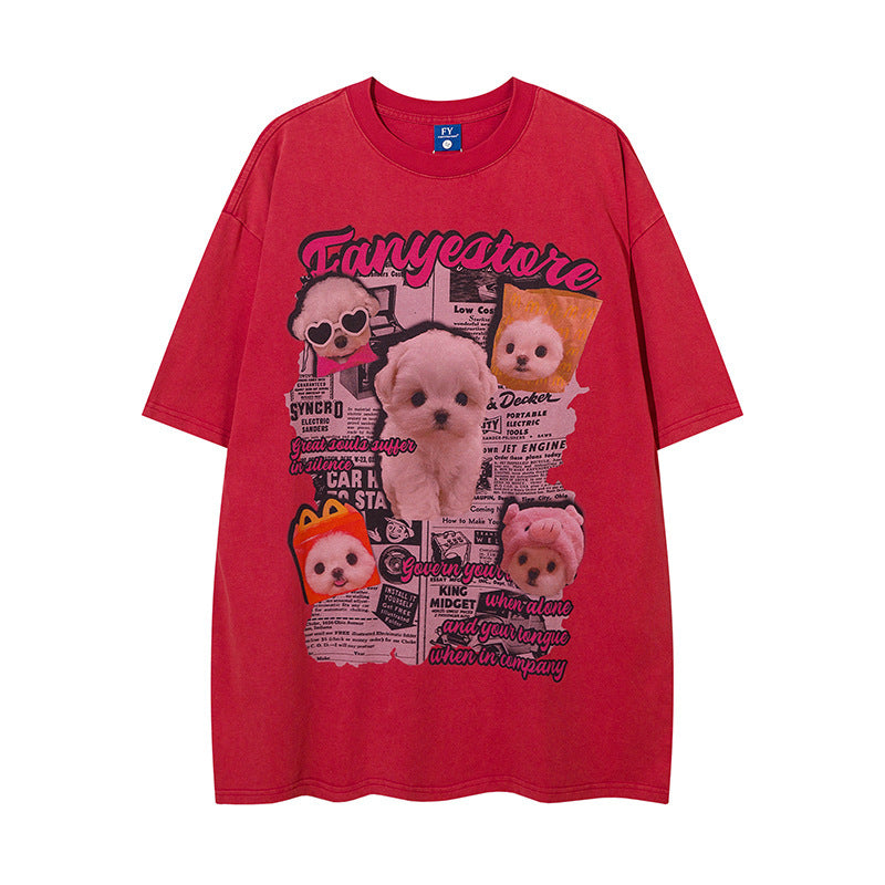 Animal Puppy Printed Short Sleeve Men