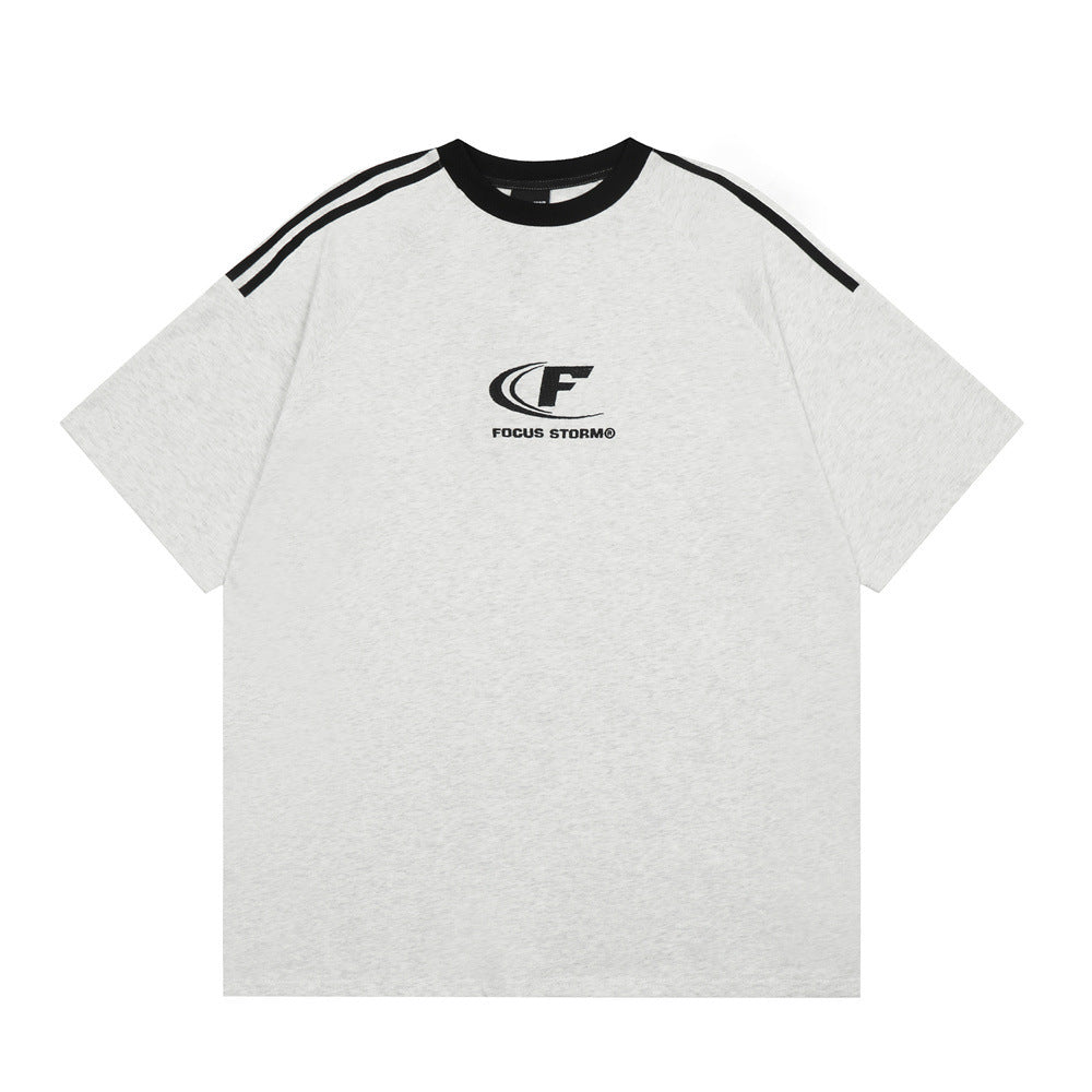 Letter Embroidery Short Sleeve American Men