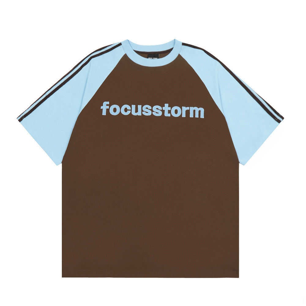 Stitching Contrast Color Raglan Short Sleeve Men