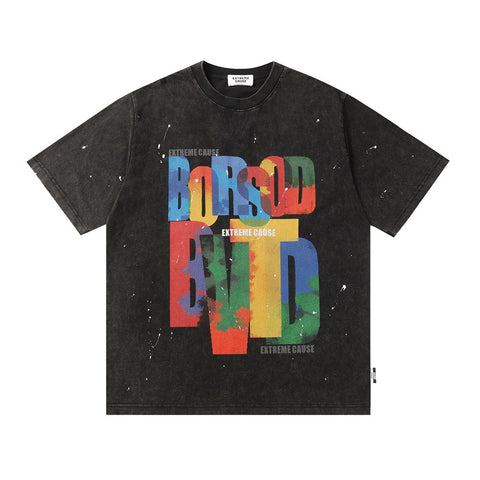 Creative Graffiti Letter Short Sleeve Men