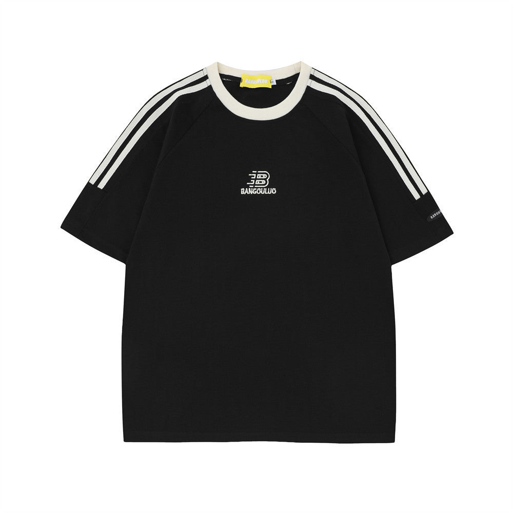 Simple Embroidered Letter Short Sleeve Men