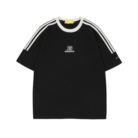 Simple Embroidered Letter Short Sleeve Men