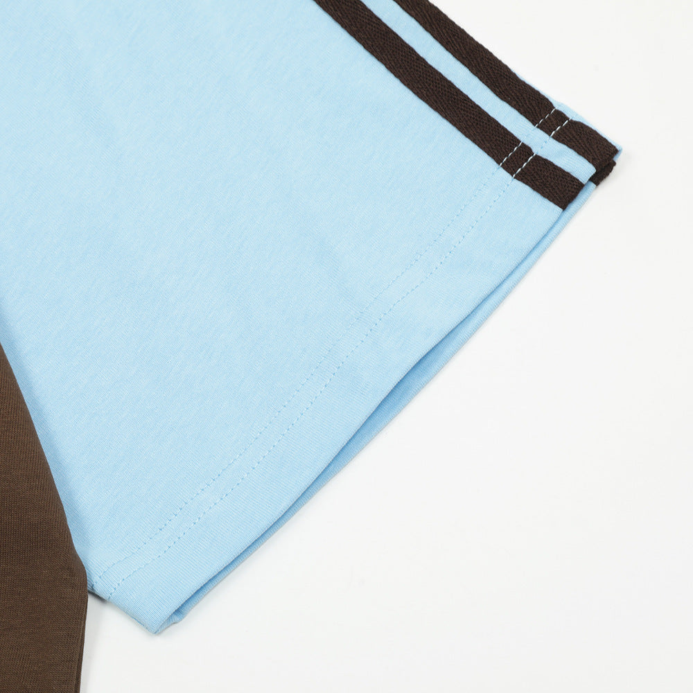 Stitching Contrast Color Raglan Short Sleeve Men