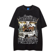 Cartoon Car Print Loose Short Sleeve Men