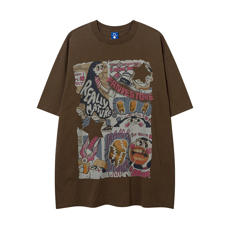 Fashion Cartoon Anime Loose Short Sleeve Men
