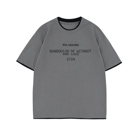 Fashion Colorblock Round Neck Short Sleeve Men