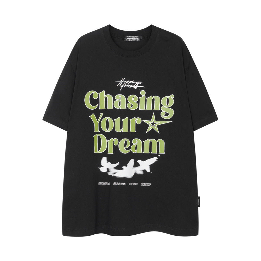 Peace Dove Letter Print Short-sleeve Men