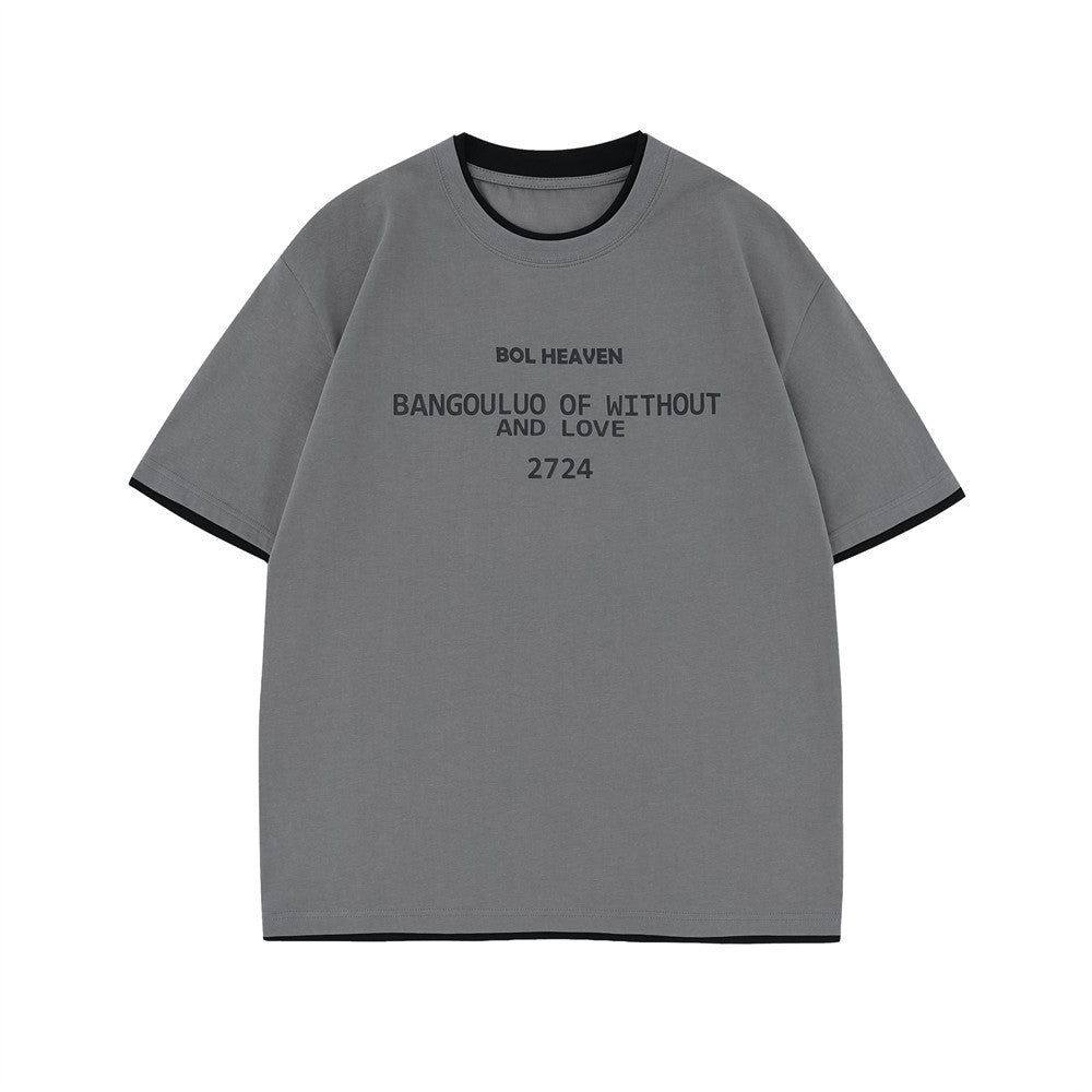 Fashion Colorblock Round Neck Short Sleeve Men